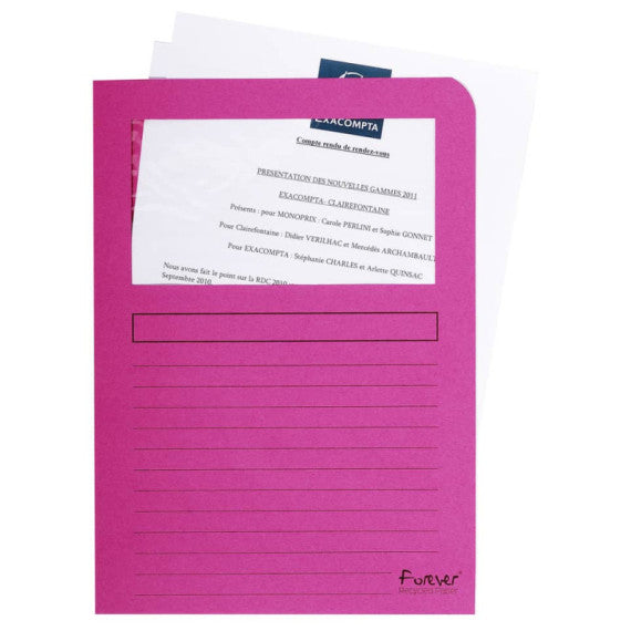 Cartelline con finestra Exacompta Forever® A4 cartoncino 120 g/m² fucsia conf. da 100 - 50108E