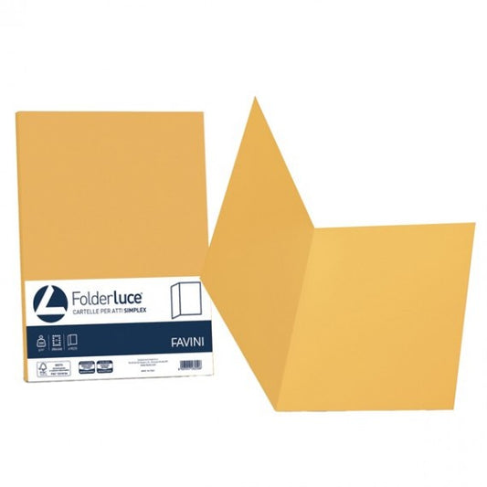 Cartelline semplici Luce - 200 gr - 25x34 cm - giallo oro - Favini - conf. 50 pezzi