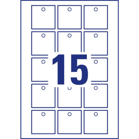 Cartellini quadrati micro-perforati Avery in cartoncino da 220 g in conf. 150 pz 50x50 mm - T2003-10