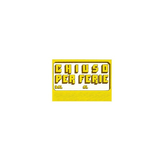 Cartello in cartoncino CHIUSO PER FERIE - 23x32 cm - giallo - CWR