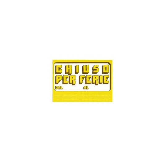 Cartello in cartoncino CHIUSO PER FERIE - 23x32 cm - giallo - CWR