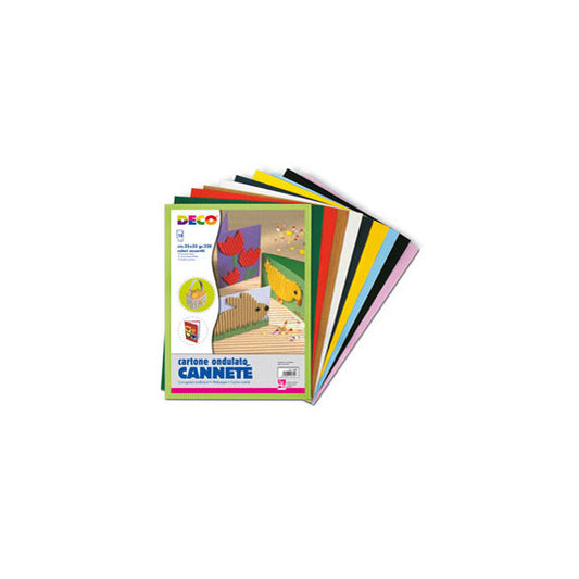 Cartoncino ondulato Cannetè 2200 - 25 x 35 cm - colori assortiti - DECO - conf. 10 fogli