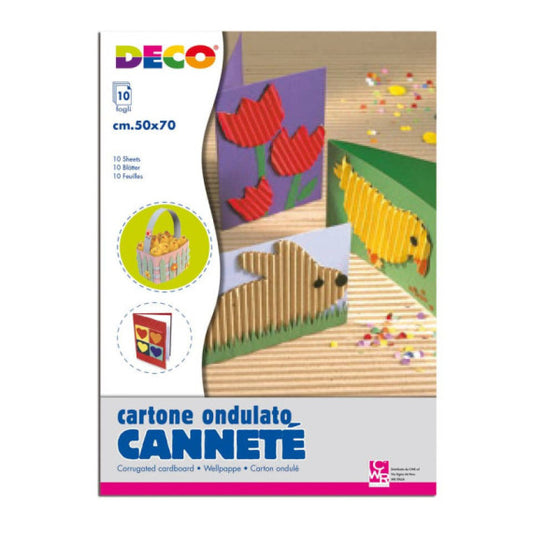 Cartoncino ondulato cannetè Deco 50x70 cm - 230 g - colori assortiti - conf. 10 pezzi - 2205