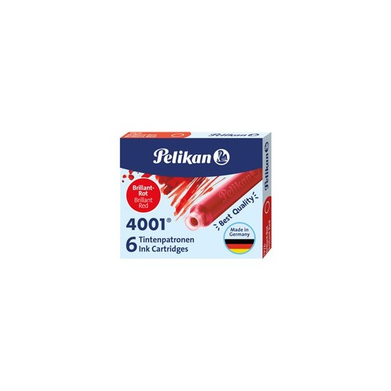 Cartucce inchiostro 4001 (TP/6)  - lunghezza 39mm - rosso - Pelikan  - conf. 6 pezzi