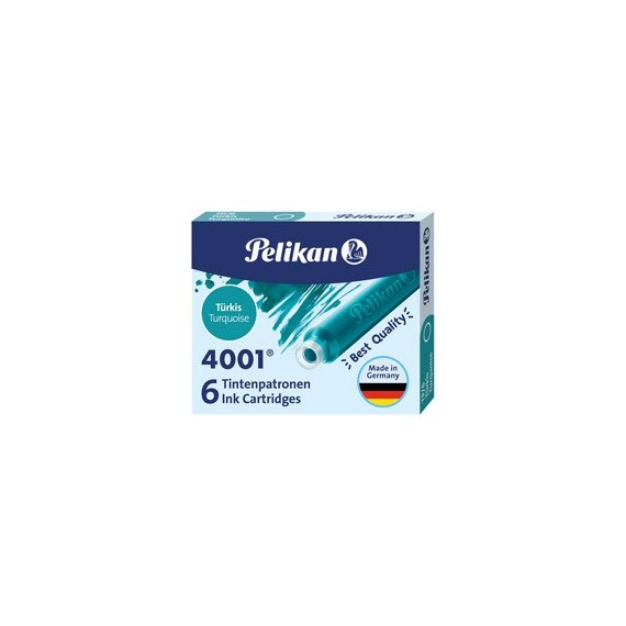 Cartucce inchiostro 4001 (TP/6) -  lunghezza 39mm - turchese - Pelikan - scatola 6 cartucce