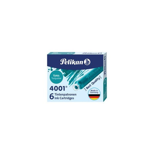 Cartucce inchiostro 4001 (TP/6) -  lunghezza 39mm - turchese - Pelikan - scatola 6 cartucce