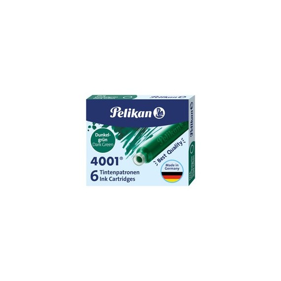 Cartucce inchiostro 4001 (TP/6)  - lunghezza 39mm - verde scuro - Pelikan  - conf. 6 pezzi