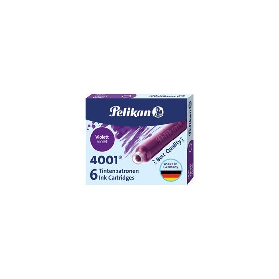 Cartucce inchiostro 4001 (TP/6) - lunghezza 39mm - viola - Pelikan - scatola 6 cartucce