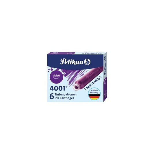 Cartucce inchiostro 4001 (TP/6) - lunghezza 39mm - viola - Pelikan - scatola 6 cartucce
