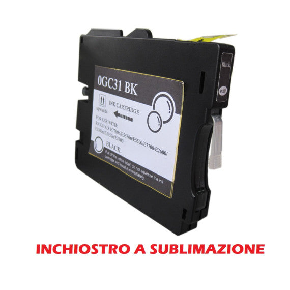 Cartuccia GC31BK nero inchiostro a sublimazione 405688,405701 compatibile per Ricoh GX e2600,e3000N,e3300N GC31K capacità 32ml