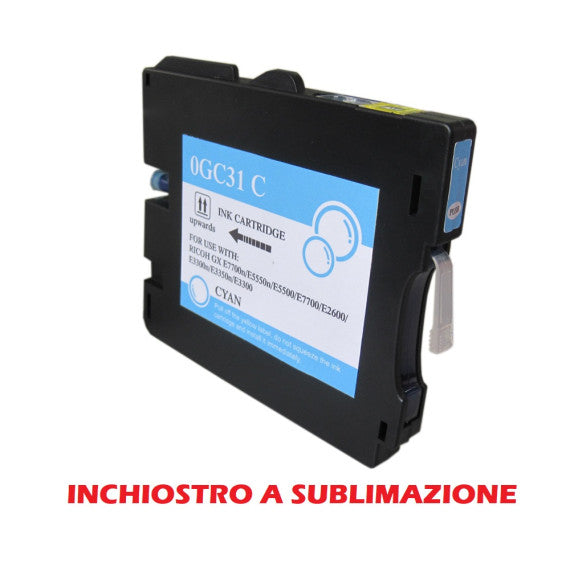 Cartuccia GC31C ciano inchiostro a sublimazione 405689,405702 compatibile per Ricoh GX e2600,e3000N,e3300N GC31C capacità 32ml
