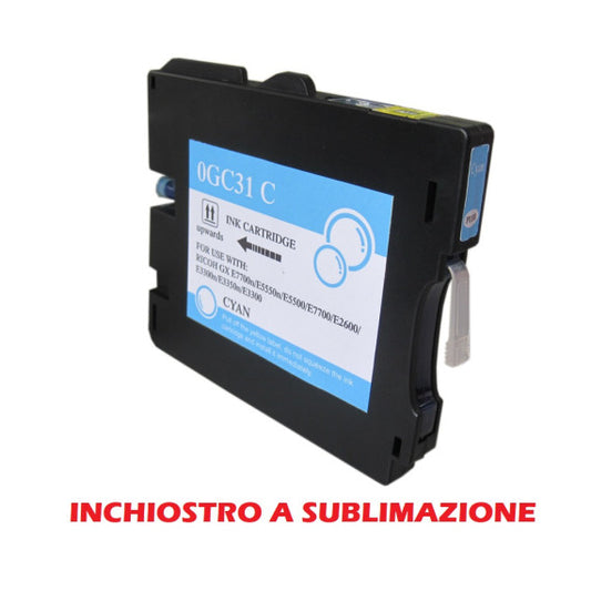 Cartuccia GC31C ciano inchiostro a sublimazione 405689,405702 compatibile per Ricoh GX e2600,e3000N,e3300N GC31C capacità 32ml