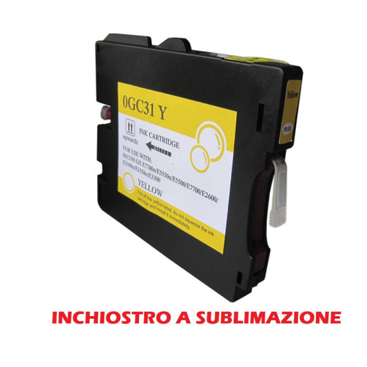 Cartuccia GC31Y giallo inchiostro a sublimazione 405691,405704 compatibile per Ricoh GX e2600,e3000N,e3300N GC31Y capacità 32ml