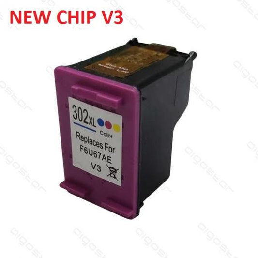 CARTUCCIA COMPATIBILE PER HP 302XL COLORE NEW CHIP V3  PER HP 3830 3832 4650 1110 2130 3630 4520 F6U67AE CAPACITA 6x3ML