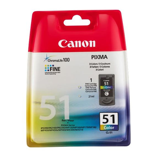 CARTUCCIA ORIGINALE CANON CL-51 COLORE 0618B001 PER CANON PIXMA IP2200 MP150 MP170 CL51 CAPACITA 280 PAGINE