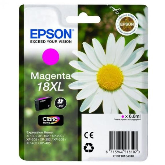 CARTUCCIA ORIGINALE EPSON T1813 XL MAGENTA PER EPSON XP30 XP102 XP202 XP205 XP302 XP305 XP402  C13T18134012 18XL