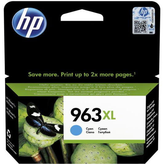 CARTUCCIA ORIGINALE HP 963XL CIANO 3JA27AE PER HP OFFICEJET PRO 9010,9012,9014,9015,9016,9019 CAPACITA 1600 PAGINE