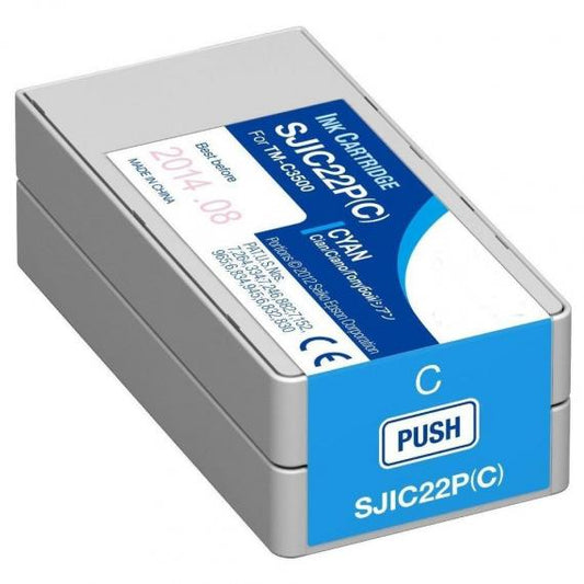 CARTUCCIA SJIC22PC CIANO C33S020602 INK PIGMENTATO COMPATIBILE PER EPSON COLORWORKS TM C3500 CAPACITA 32,5ml