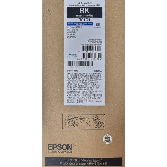 Cartuccia T01C1BK nera C13T01C100 originale per Epson WorkForce Pro WF-C529R,C579R capacità 143.7ml