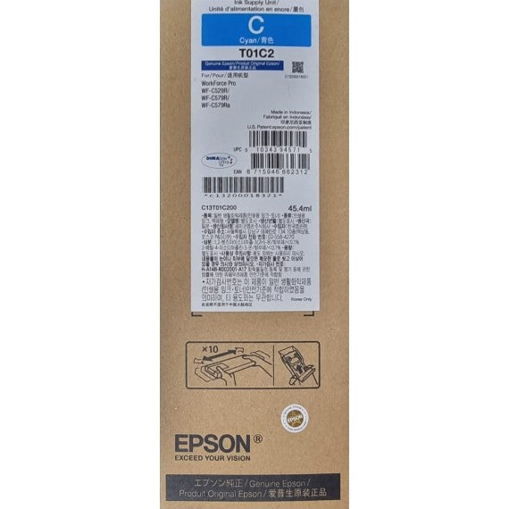 Cartuccia T01C2C ciano C13T01C200 originale per Epson WorkForce Pro WF-C529R,C579R capacità 45.4ml