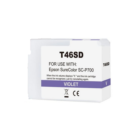 Cartuccia T46SD viola C13T46SD00 ink pigmentato compatibile per Epson SureColor SC-P700,SC-P706 capacità 25ml