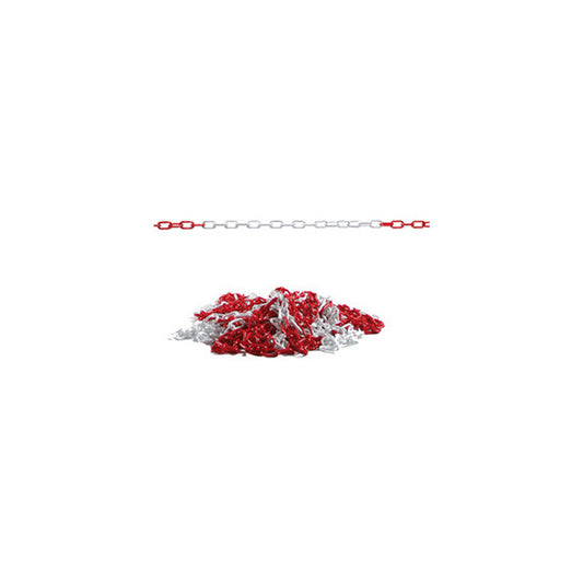 Catena segnaletica - 25 m - materiale plastico - bianco/rosso - Valex