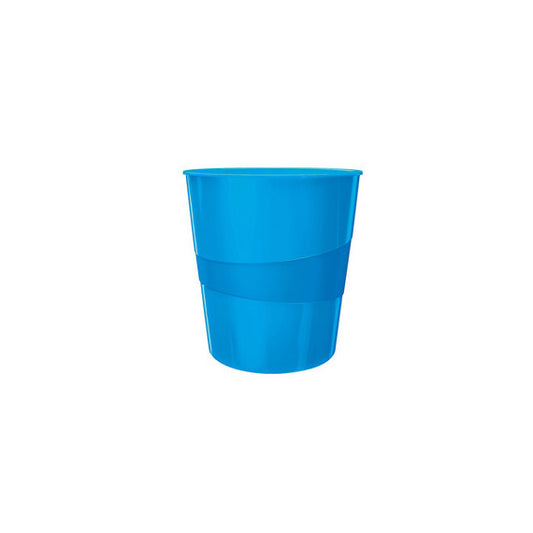 Cestino gettacarte WOW - altezza 32,4 cm - diametro 29 cm - 15 L - blu metallizzato - Leitz