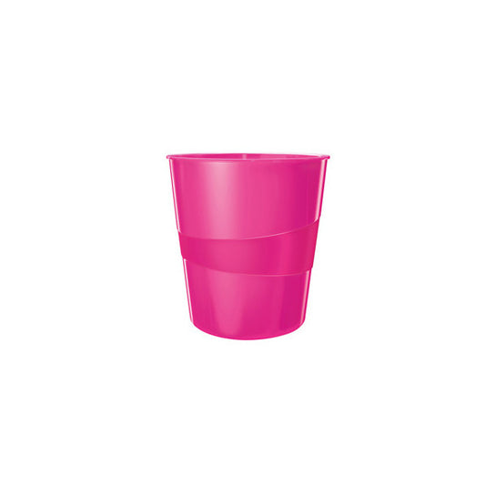 Cestino gettacarte WOW - altezza 32,4  cm - diametro 29 cm - 15 L - fucsia metallizzato - Leitz