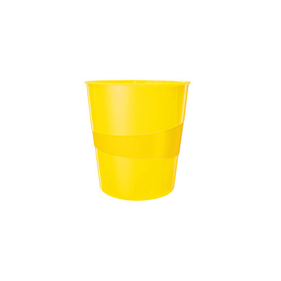 Cestino gettacarte WOW - altezza 32,4 cm - diametro 29 cm - 15 L - giallo - Leitz