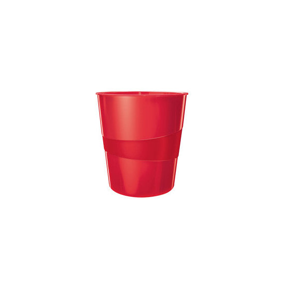 Cestino gettacarte WOW - altezza 32,4 cm - diametro 29 cm - 15 L - rosso - Leitz
