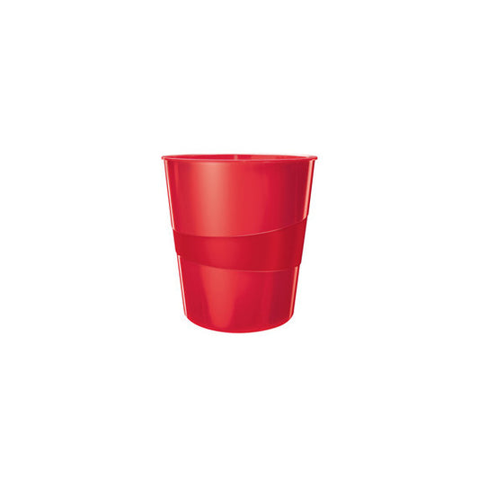 Cestino gettacarte WOW - altezza 32,4 cm - diametro 29 cm - 15 L - rosso - Leitz