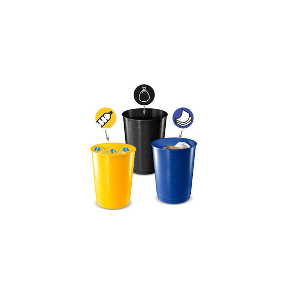 Cestino raccolta differenziata - 40 L - giallo/blu/nero - Cep - set 3 pezzi