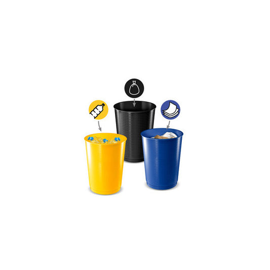 Cestino raccolta differenziata - 40 L - giallo/blu/nero - Cep - set 3 pezzi
