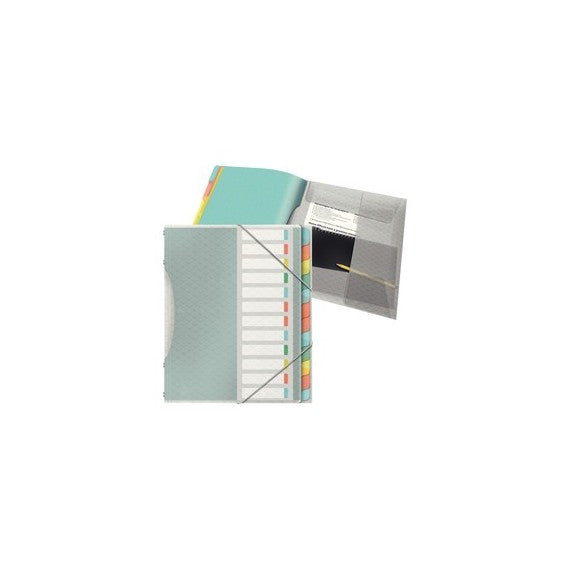 Classificatore colour'lce - 12 divisori - dorso 2 cm - 26,6x32 cm - multicolore - Esselte