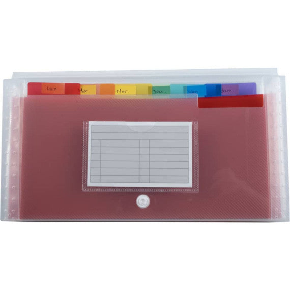 Classificatore Crystal Colours chiusura bottone 14x26 cm - 7 scomparti - cristallo - 55398E