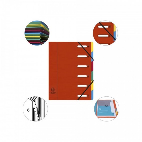 Classificatore Harmonika® 6 divisori - 24,5x32 cm rosso 55065E