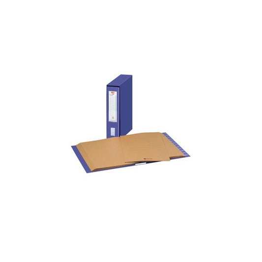 Classificatore numerico Mec - 12 cartelline 3 lembi - 23 x 32 cm - dorso 7 cm - blu - King Mec