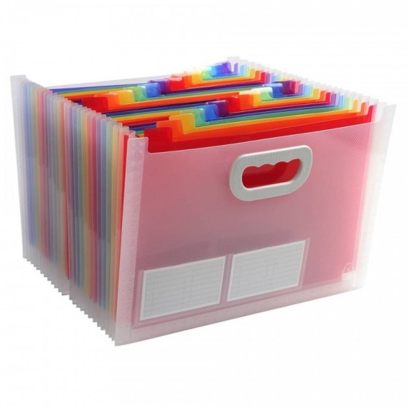 Classificatore valigetta Crystal Colours cristallo 24 scomparti 33x23,5x25cm con maniglia - 55198E
