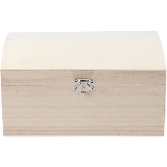 Cofanetto in legno naturale Creativ Company con coperchio curvo e chiusura di metallo 21,5 x 15,8 x 10,6 cm -