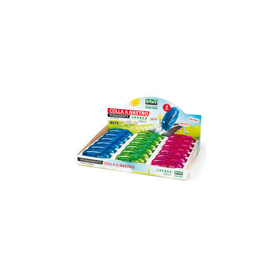 Colla a nastro Coprex - permanente - 6 mm x 8 mt - Lebez - expo 18 pezzi