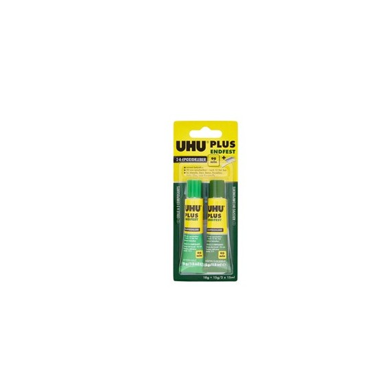 Colla bicomponente Plus 90 min - 30 ml (2x15ml) - trasparente - UHU