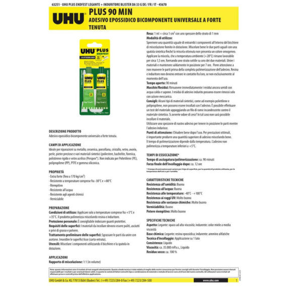 Colla bicomponente Uhu Plus Endfest 2x15 ml 7000068