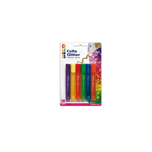 Colla glitter - 10,5 ml - colori pastello assortiti - CWR - blister 6 pezzi