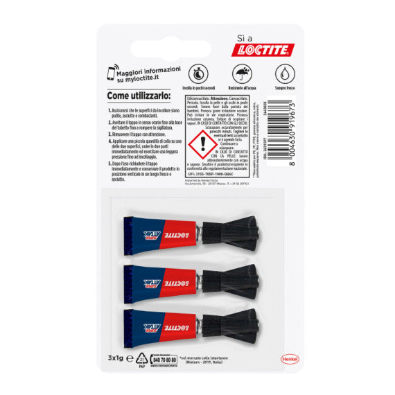 Colla Super Attak - 1 gr - trasparente - Loctite - conf. 3 pezzi