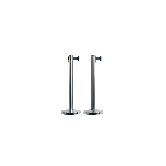 Colonnine segnapercorso Budget Retractable - altezza 88 cm - nastro nero da 210 cm - Securit - set 2 pezzi