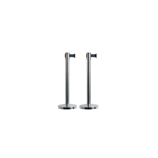 Colonnine segnapercorso Budget Retractable - altezza 88 cm - nastro nero da 210 cm - Securit - set 2 pezzi
