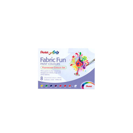 Colore in tubetto per tessuto Fabric Fun - colori fluo assortiti - Pentel - conf. 8 pezzi