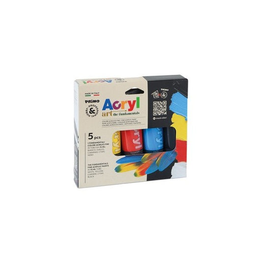 Colori Acryl - 75ml - colori assortiti - Primo - astuccio 5 colori