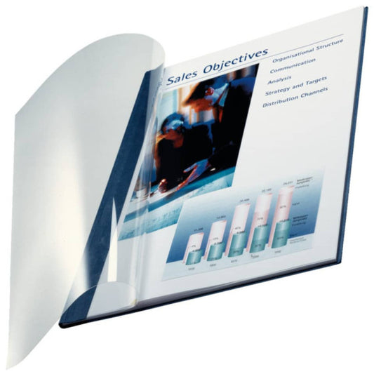 Copertina flessibile max 106-140 fogli Leitz impressBIND in PPL con dorso da 14 mm A4 blu  conf. da 10 - 74150035