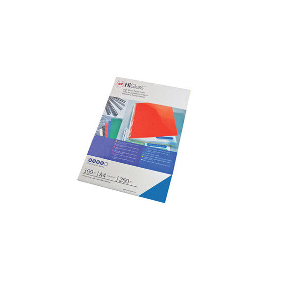 Copertine HiGloss™ per rilegatura - A4 - cartoncino lucido - blu - 250 gr - GBC - conf. 100 pezzi